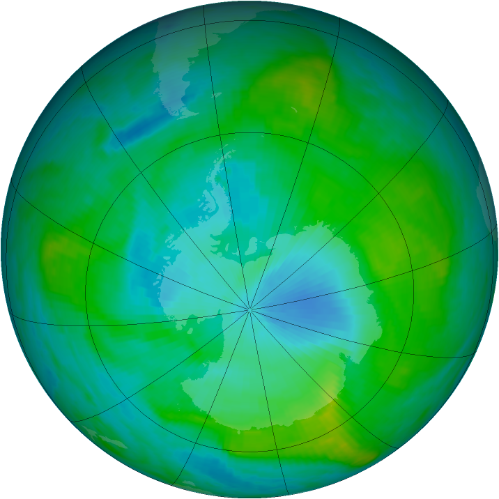 Antarctic ozone map for 04 February 1989